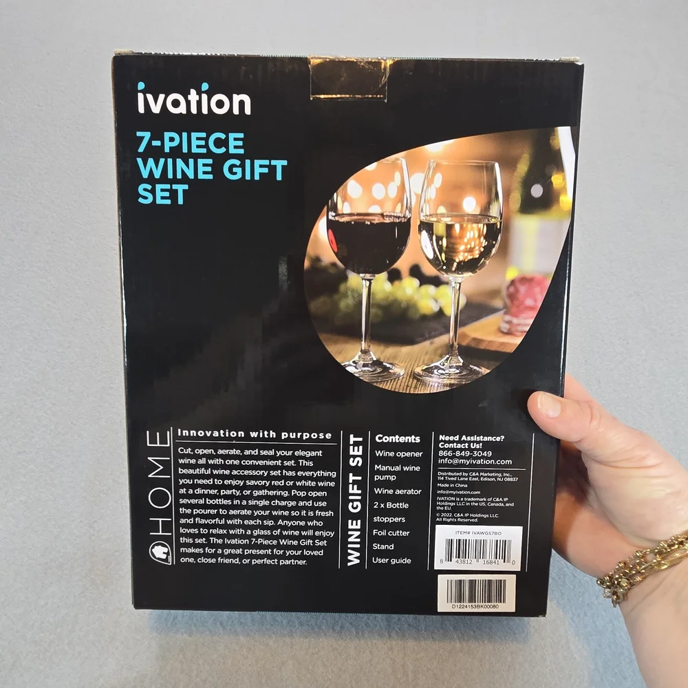 Ivation 7-Piece Electric Wine Opener Gift Set Automatic Corkscrew Bar Accessorie